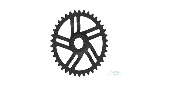 ESJOT Kettenblatt für Bosch Gen 3 38 Zähne | schwarz | Lochkreis: Direct Mount mm | Ausführung: 1/2