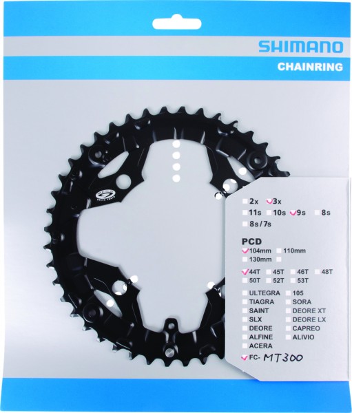 SHIMANO Kettenblatt FCM3000/4000 44 Zähne | schwarz | Lochkreis: 104 mm